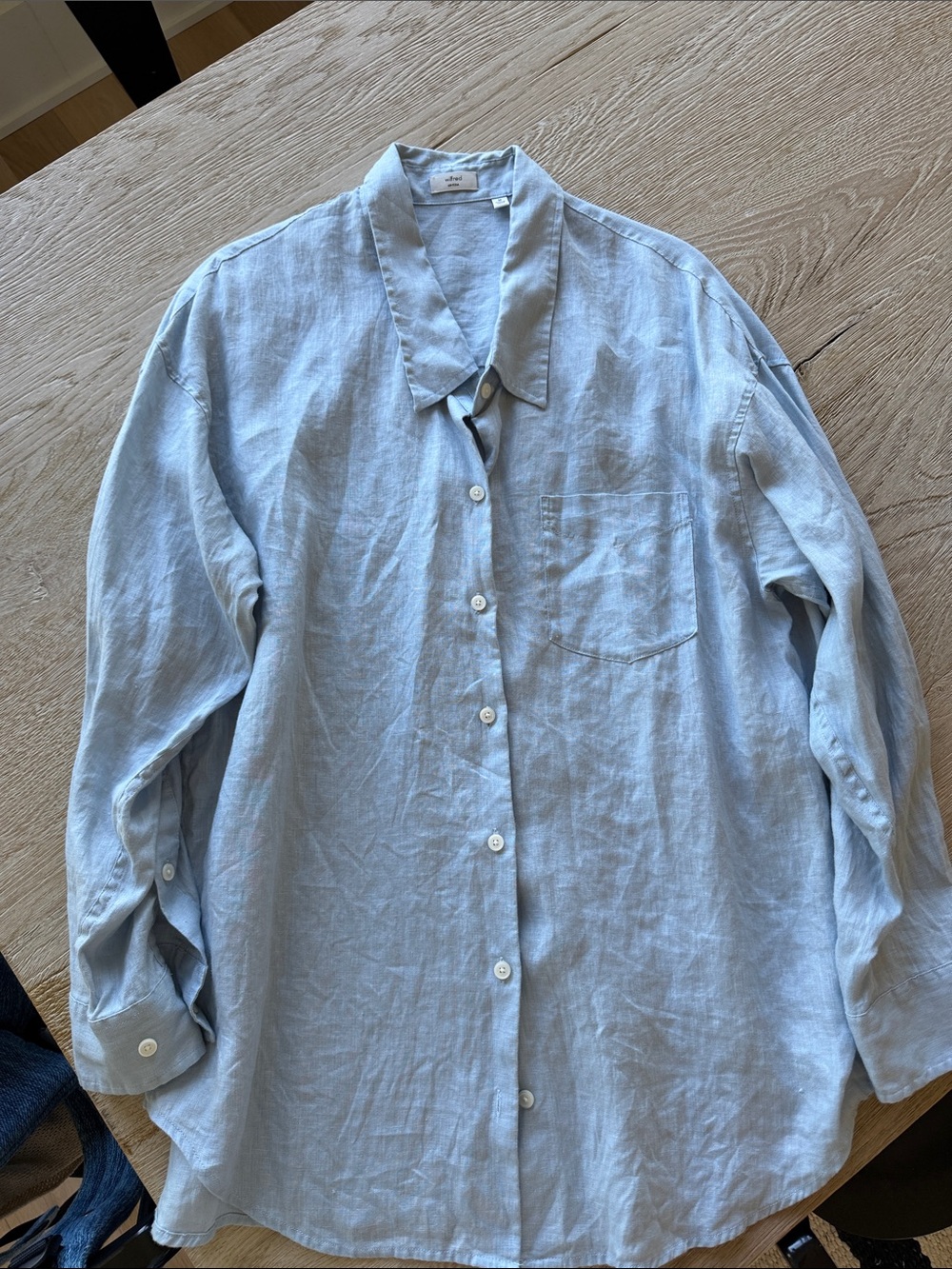 Aritzia reminisce relaxed dew Blue Linen Button-Down Shirt